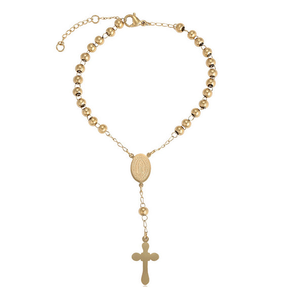 Rosary Bracelets - Stainless Steel. 14K Gold Plated. Our Lady of Guadalupe. *Premium Q*